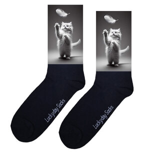 Print 460 Kitten met veer grijs