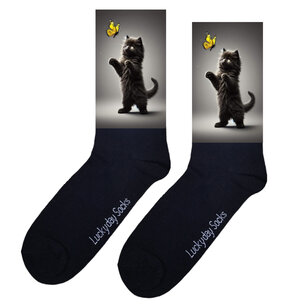 Print 461 Zwarte kat gele vlinder