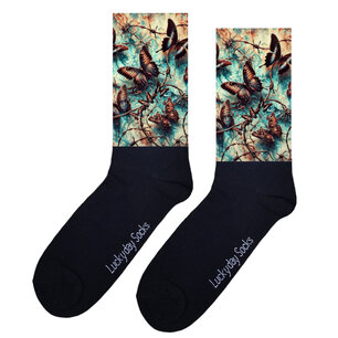 Print 607 Vlinders prikkeldraad blauw