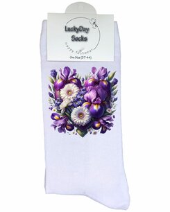 Print 665 Bloemen hart paars 