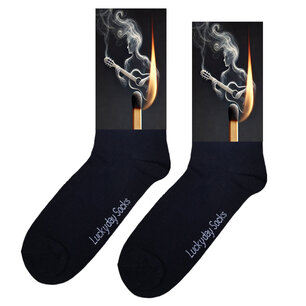 Print 694 Lucifer Gitarist vuur en rook