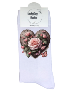 Print 874 Hout hart bloemen