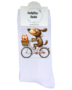 Print 877 Hond fiets met poes