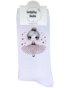 Print 925 Tekening vrouw hartjes jurk