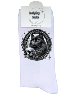 Print 935 Zwarte kat schedel