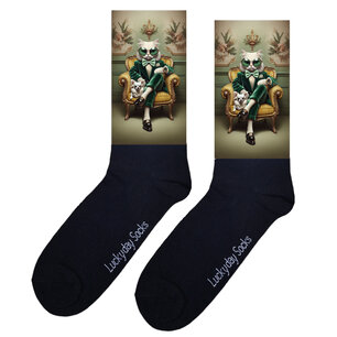 Print 1043 Fluweel pak witte kat