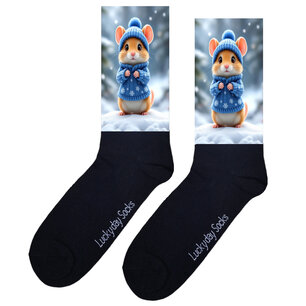 Print 1187 Sneeuw muis blauw