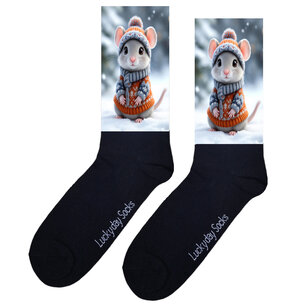 Print 1189 Sneeuw muis oranje grijs