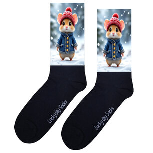 Print 1194 Sneeuw muis blauwe jas