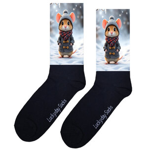 Print 1197 Sneeuw muis grijze jas