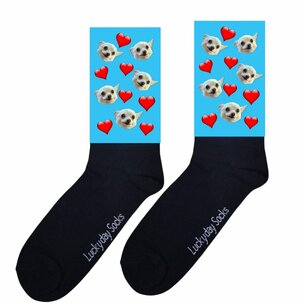 Eigen huisdier fotoprint met hartjes sokken 