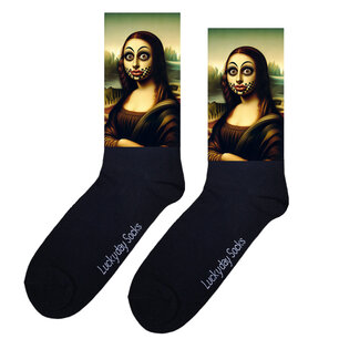 Print 1297 Mona Lisa extreem wimpers en blokjes lip