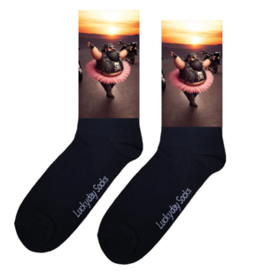 Print 1482 Biker ballerina zonsondergang