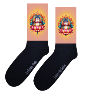 Print 1416 Gautama Buddha pastel lotus met steel