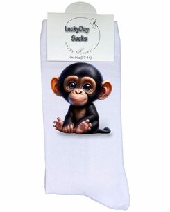 Print 1464 Chimpansee zwart zit