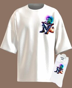 T-shirt print 19 Punk skelet lantaarn SET