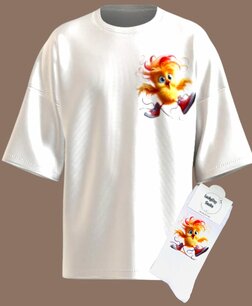 T-shirt Print 504 Happy kuiken SET