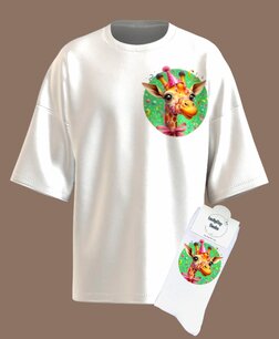T-shirt Print 1701 Jarige giraffe SET