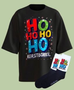 T-shirt Print 1739 HOHO kleur kerstborrel SET