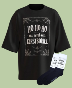 T-shirt Print 1742 HOHO wit dennen kerstborrel SET