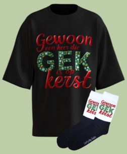 T-shirt Print 1743 Heer gek op kerst SET