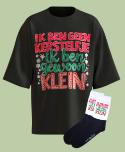 T-shirt Print 1760 Geen kerstelfje gewoon klein traditioneel SET