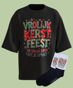 T-shirt Print 1763 Kerst vreten en zuipen traditioneel SET