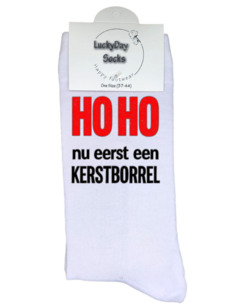 Print 1738 HOHO rood zwart kerstborrel